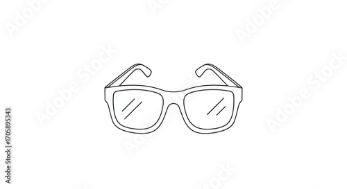 Simple line art drawing of classic eyeglasses a basic outline illustration.