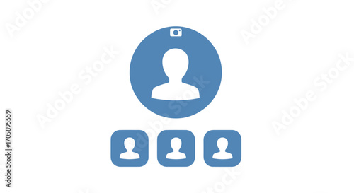 Digital Communication User Profile Icons with Camera.