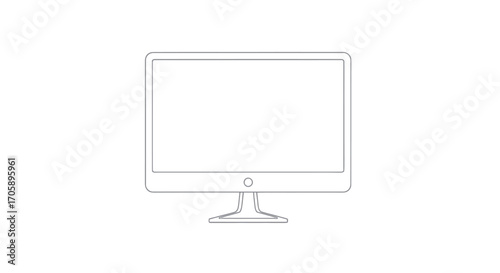 Minimalist outline drawing of a modern computer monitor.