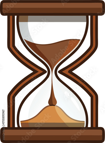 Retro wooden hourglass vector with falling sand symbolizing the passing of time