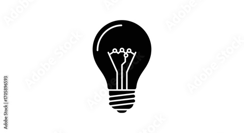 Simple black silhouette icon of a classic incandescent light bulb.