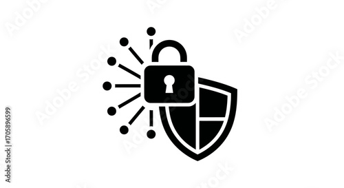 Network Security Shield Icon with Lock.