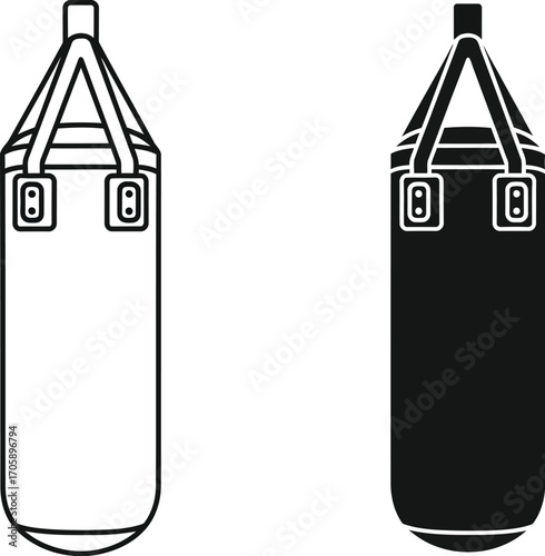 Boxing bag vector illustration punching bag training equipment