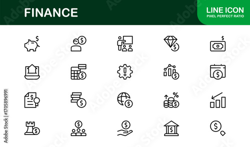 Economy and Trade Essentials – Professional Line Icon Set Featuring Minimal, Modern, Editable Outline Graphics for Financial and Global Business Themes
