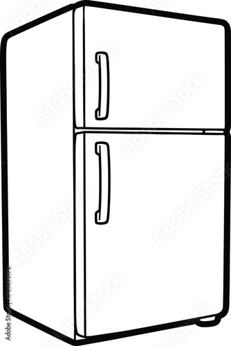 Refrigerator freezer appliance kitchen home outline vector art