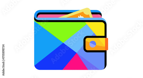 Colorful Digital Wallet with Cash Inside.