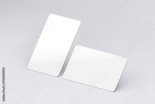 Rounded Corner Businesscard mockup（角丸名刺2枚モックアップ ｜ グレー背景）