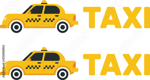 Vector art of two yellow taxi cars with taxi word