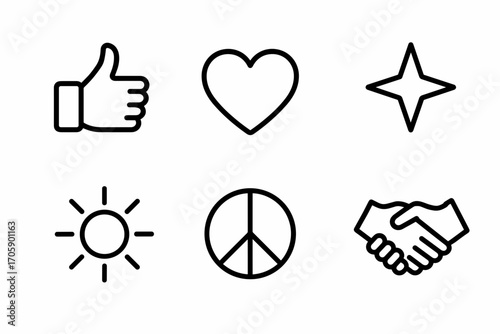 Positive Symbol Icons – Uplifting Vector Set of Optimism, Motivation & Encouragement Symbols