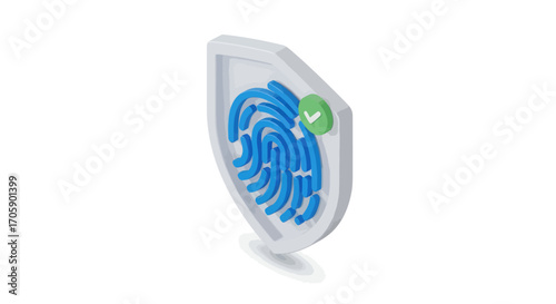 Secure Fingerprint Identity Protection Shield with Green Checkmark.