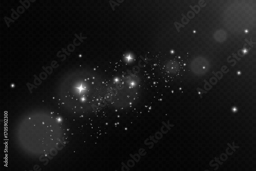 Magical glowing bokeh lights with sparkles on soft blurred background. Elegant dreamy festive atmosphere.	