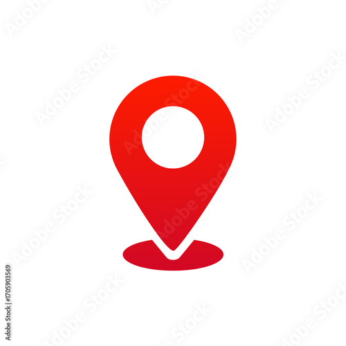 Minimalist Red Location Icon – GPS, Map, Pin, Navigation Symbols