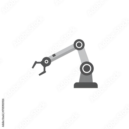 Grey robotic arm illustration isolated on transparent background