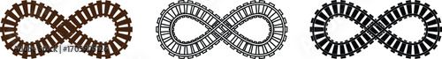 Elegant infinity symbols in various monochromatic tones against a white background