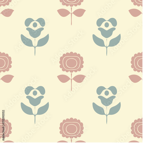 seamless pattern background with plant and flower theme