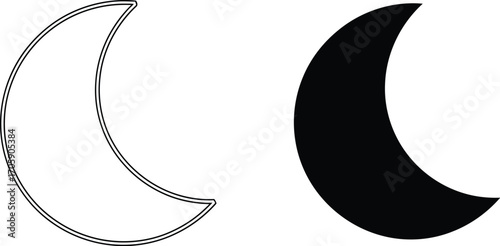Simple crescent moon outline and solid fill for contrast