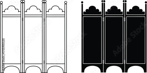 Elegant folding screen divider in white and black contrast
