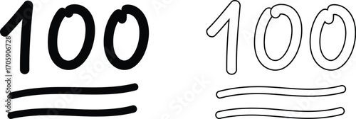 Bold and outlined "100" with double underline, representing perfection or a perfect score.