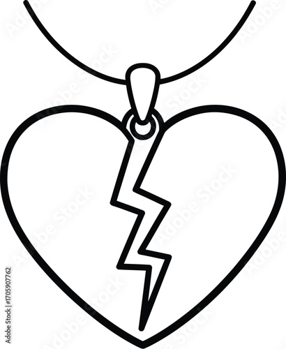 Symbolic broken heart pendant on a simple chain, representing lost love and sadness