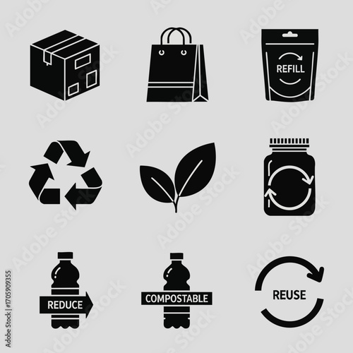 A collection of black silhouette icons on a white background, perfect for modern gaming, esports, and digital content creation themes