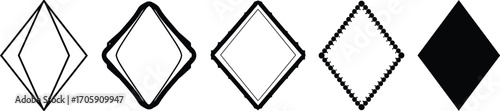 Sequence of abstract diamond shapes evolving from thin lines to solid black