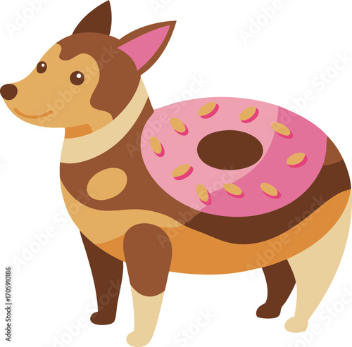 A happy domestic brown baby dog with a long tail is an illustration of a cute chihuahua pet vector