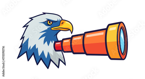 Bald Eagle with a Retro Telescope Keen Observation.