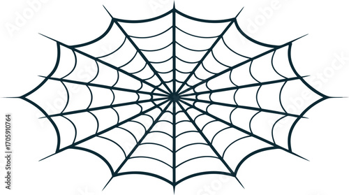 A detailed macro illustration of a spiderweb with dew drops, perfect for a spooky Halloween vector design