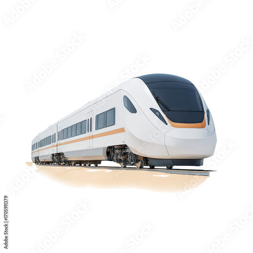 Modern High-Speed Train on a White Background for Transportation and Travel Themes