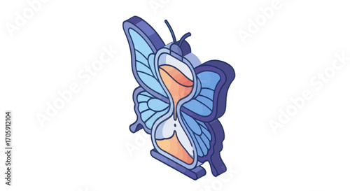Isometric Illustration of Hourglass Butterfly.