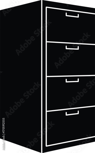 Black four drawer cabinet vector icon scalable illustration for general design needs