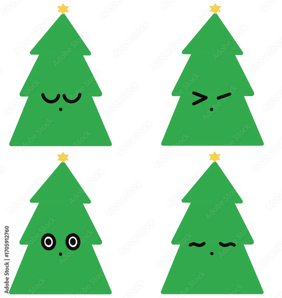 Fototapeta premium Simple christmas tree set