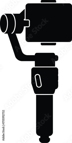 Stabilized gimbal camera mount vector icon for professional video production equipment