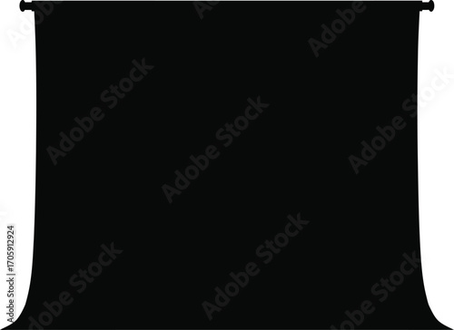 Vector illustration of photography studio backdrop stand with black fabric seamless background