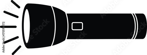 Black flashlight vector illustration scalable eps icon for lighting and emergency situations