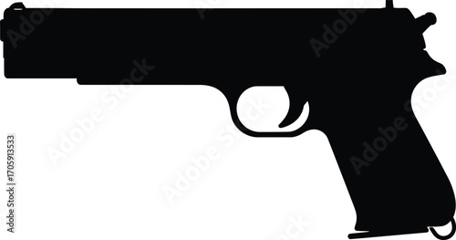 Scalable silhouette vector illustration of a handgun gun icon eps file