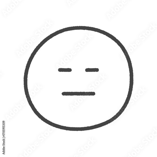 手書きの無表情な顔の絵文字 -真顔や無視･無言などを表現するシンプルな黒い線画のイラスト素材