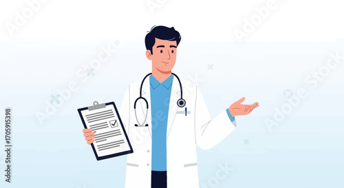 Friendly Medical Professional Presenting Medical Checkup Information and Diagnostics