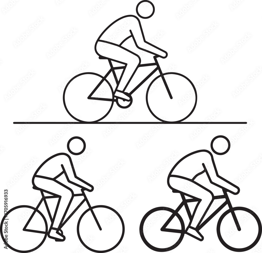 Obraz premium Three figures cycling silhouette