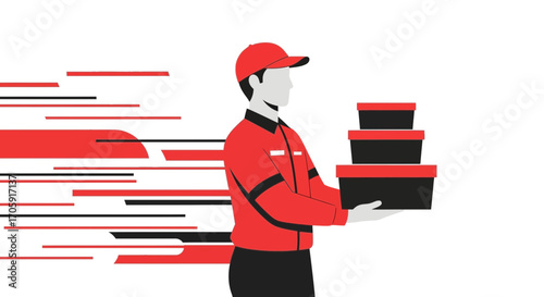 Express Courier Delivering Packages Rapidly With Bold Graphics And Modern Design