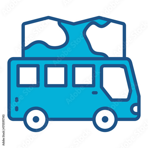 Digital Nomad Icon In Blue Monochrome Flat Design, Vector Illustration