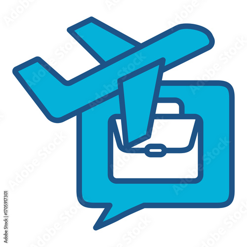 Travel Icon In Blue Monochrome Flat Design, Vector Illustration
