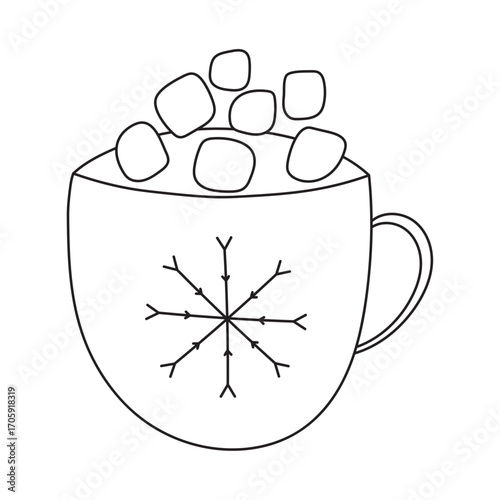 Mug of hot chocolate with marshmallows illustration 