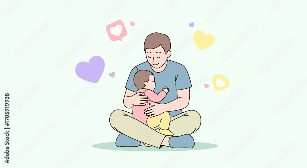 Fototapeta premium Father And Child Bonding In A Peaceful And Loving Embrace Demonstrating Affection