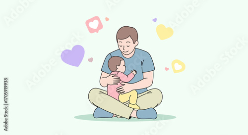 Father And Child Bonding In A Peaceful And Loving Embrace Demonstrating Affection