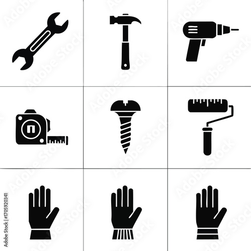 Illustration of various construction tools. Great for representing DIY projects, home improvement, building, and maintenance