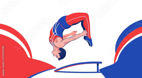 Gymnast Performing A Backflip With Dynamic Design And Energetic Colors for Competitions