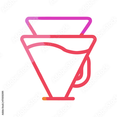 Coffee dripper in minimalist design with gradient colors  