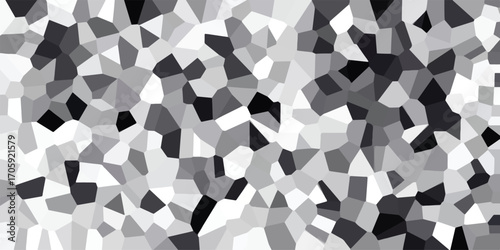 Abstract monochrome geometric pattern featuring irregular polygons and variations in grayscale tones ideal for digital designs