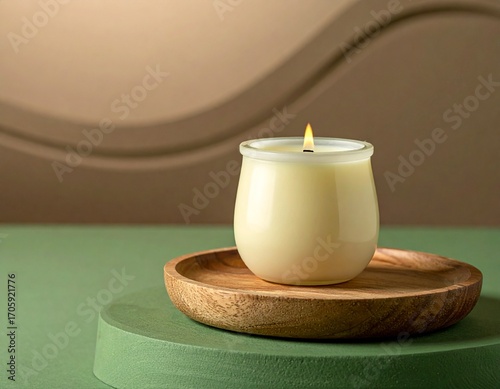 Minimalist Candle Flame on Digital Lavender, Luminous Blue, Energy Orange, Pop Pink, Meadowland Green, Clay, Wax Paper, Cocoa Powder Textured Background, Serene Calm Eco Wellness Wellness Concept, Amp